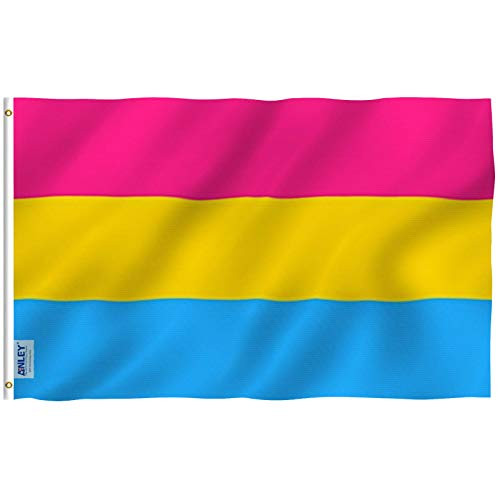 Anley Fly Breeze 3x5 Foot Pansexual Pride Flag - Vivid Color and Fade Proof - Canvas Header and Double Stitched - Omnisexual LGBT Flags Polyester with Brass Grommets 3 X 5 Ft