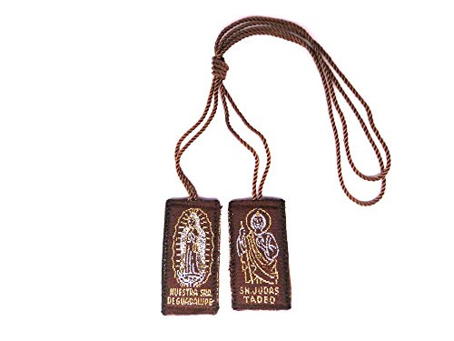 Angelitos de Mexico Scapular Jude The Apostle with Our Lady of Guadalupe -Brown-