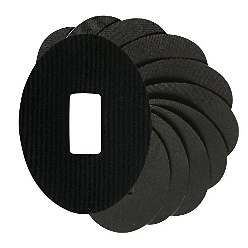 25 Pack - Latex Free Hypoallergenic Adhesive, Pre Cut Waterproof Medical Tape, CGM Dexcom Patches in Black, Dexcom Sensor Protection for Diabetics by California Basics