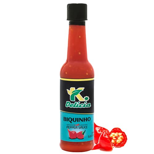 K DELICIA Biquinho Pepper Sauce 5.07 Fl Oz Gluten Free - Traditional Brazilian Pimenta Sauce with Red Beak Peppers - Sweet Drop Peppers - Add to Appetizer Salad and Pastels