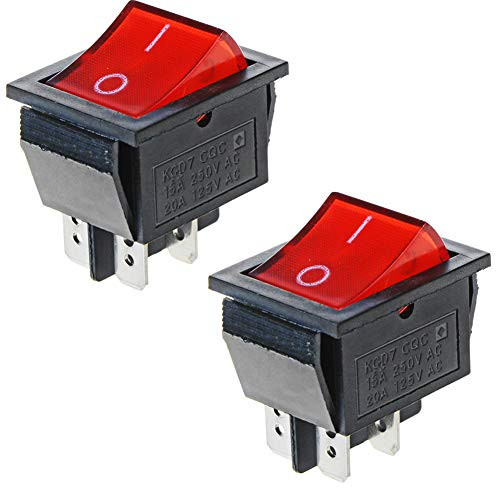 YXQ Red Light 4 Pin DPST ON-Off Snap in Rocker Switch 15A-250V 20A-125V AC-2Pcs-
