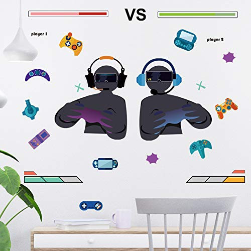 Gamer Wall Decals Creative Video Game Wall Stickers for Boys Room Colorful Game Controller Wall Art Murals Peel and Stick Gaming Wall Decor Posters for Kids Bedroom Playroom