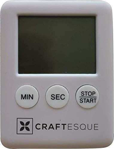 CRAFTESQUE White Digital Kitchen Timer - Alarm Magnetic - Countdown Countup Timer with Large LCD Display Easy to Use for Cooking