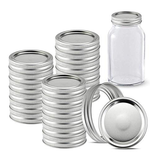 WSQIWNI Canning Lids Mouth Mason Jar Lids-Bands Stainless Steel Lids For Mason Jar Regular Mouth Split-type Lids Leak Proof And Secure Canning Jar Caps -24PCS 70MM Lids and Bands-