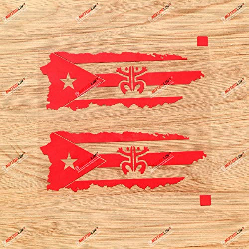 Puerto Rico Map Flag Coqui Frog Decal Sticker Vinyl Puerto Rican - 2 Pack Red 4 Inches - for Car Boat Laptop Window No Background