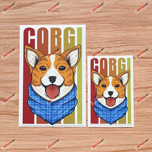 Pembroke Welsh Corgi Dog Head Bandana Vinyl Decal Sticker - 2 Pack Glossy 4 Inches 6 Inches - for Car Boat Laptop Cup 09040