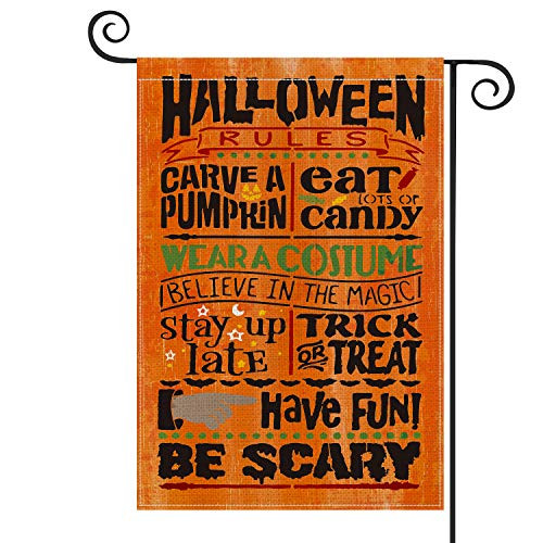 AVOIN Halloween Quote Garden Flag Vertical Double Sized Have Fun Trick or Treat Be Scary Yard Outdoor Decoration 12.5 x 18 Inch