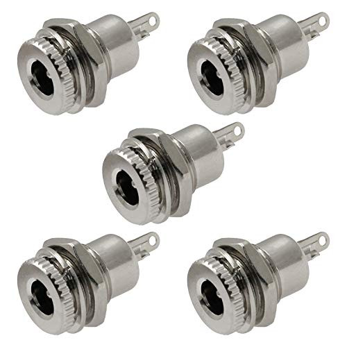 Mecion 5pcs 30V 10A DC Power Jack Socket 5.5mmx2.1mm Threaded Female Panel Mount Connector Adapter