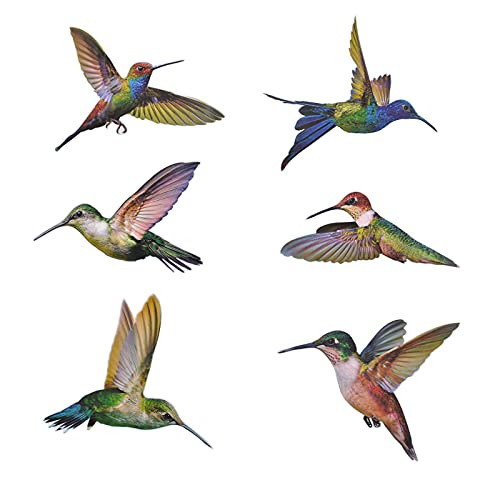 Summer Decor Hummingbird Window Clings Anti-Collision Window Decals to Prevent Bird Strikes Bird Alert Window Stickers Non Adhesive Vinyl Cling Hummingbird Window Decor for Glass Windows - 6 Pieces
