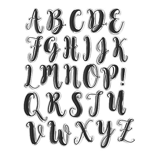 Capital 26 Alphabet Clear Stamp Silicone Stamp Cards with SentimentsGreeting Words Pattern for Holiday Card Making Decoration and DIY Scrapbooking Album DIY Crafts