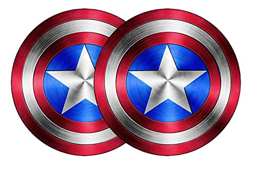 Captain America Shield Vinyl Sticker Decal -2 Pack- - 4 Inches - for Car Truck SUV Van Window Bumper Wall Laptop MacBook Tablet Cup Tumbler and Any Smooth Surface