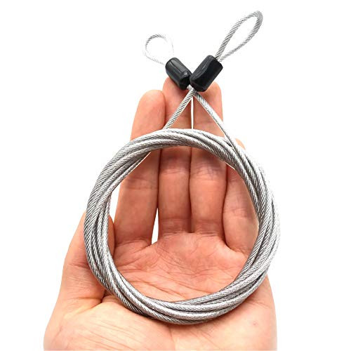 Car Cover Safety Steel Cable Outdoor Clothesline Steel Cable 6.56 Ft 2.5 mm Braided Steel Strip Coated Safety Cable Luggage Lock Safety Cable Vinyl Coated Flexible Steel Cable with Ring Ends