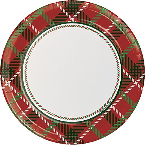 Creative Converting 8-Count Sturdy Style Dessert-Small Paper Plates Tartan Tidings