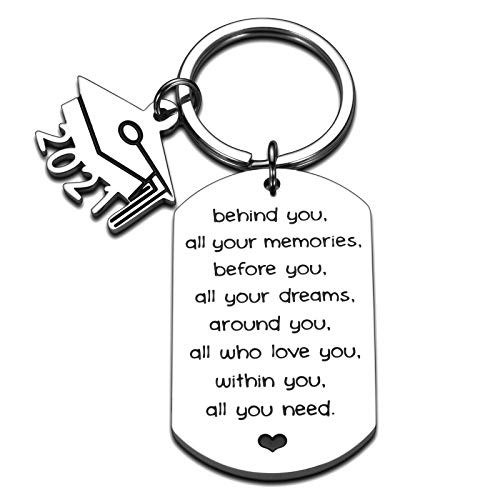 2021 Graduation Keychain Inspirational Gifts for Him Her Best Friend Daughter Son Nurse Student Practitioner Masters Degree Graduates from College Medical High School Dad Mom