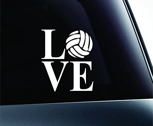 ExpressDecor Love Volleyball Symbol Decal Funny Car Truck Sticker Window -White-