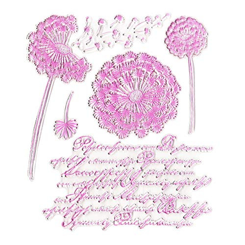 Dandelion Flowers Clear Stamp Silicone Stamp Cards with SentimentsGreeting Words Pattern for Holiday Card Making Decoration and DIY Scrapbooking Album DIY Crafts
