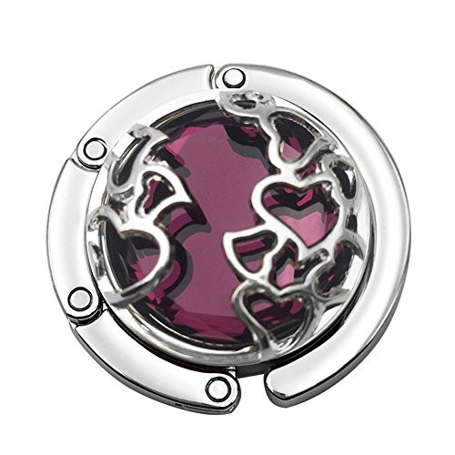 Grtdrm Heart Shape Premium Foldable Handbag Bag Purse Hanger Table Hook Holder -Purple-