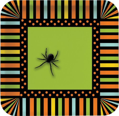 8-Count Square Paper Dessert Plates Halloween Spooky Spiders