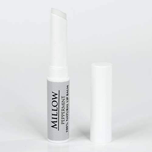 MILLOW Lip Balm - 100 percent Natural Lip Balm Peppermint Lemon Raspberry Tinted Red Color Made with Coconut Oil Sweet Almond Oil Raspberry Seed Oil Natural Lip Care -Peppermint-