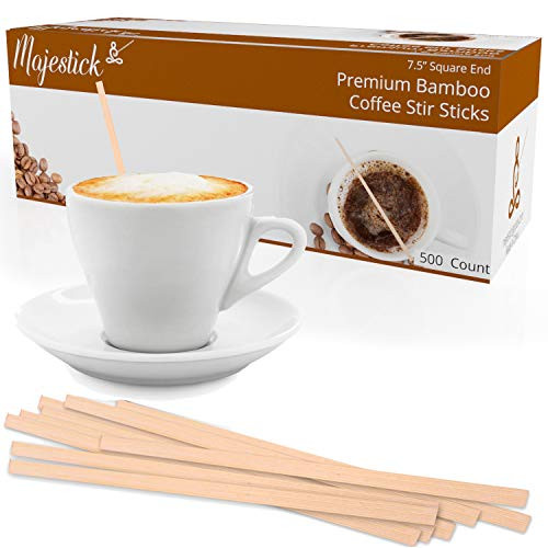 Bamboo Wooden Coffee Stir Sticks By Majestick Goods - Eco-Friendly Wooden Coffee Stirrers - Premium Wood Stirring Stick Drink Stirrer 500-Box -7.5-