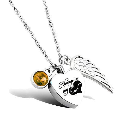 Cremation Jewelry Always in my heart Urn Memorial Necklace for Ashes keepsake Birthstone Jewelry Cremation Jewelry Always in my heart Urn Memorial Necklace for Ashes keepsake Birthstone Jewelry