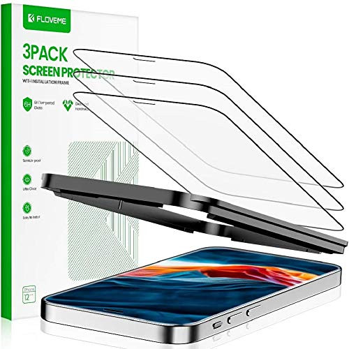 iPhone 12 Screen Protector FLOVEME 3 Pack HD Tempered Glass for iPhone 12 Screen Protector 2020 5.4 inch Anti Scratch 9H 2.5D 0.33mm