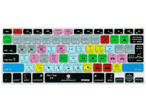 XSKN Adobe Premiere Shortcuts Keyboard Skin Silicone Hotkeys Keyboard Cover for Macbook Air 13 & Macbook Pro 13 15 17, Retina (US / European ISO Keyboard)