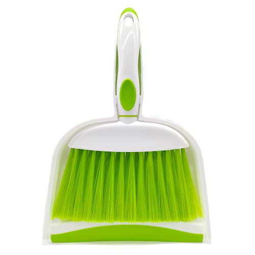 BSMstone Mini Broom and Dustpan Set-Mini Whisk Set for Desk Housekeeping Office Kitchen Pet Nest etcDaily Cleaning Necessity Plastic Mini Dustpan Set -Green-