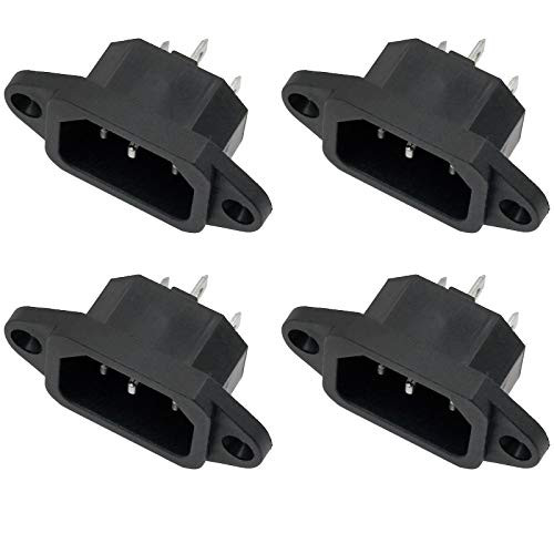 Mecion 4pcs AC 250V 10A Panel Mount Plug Adapter Connector Socket IEC 320 C14