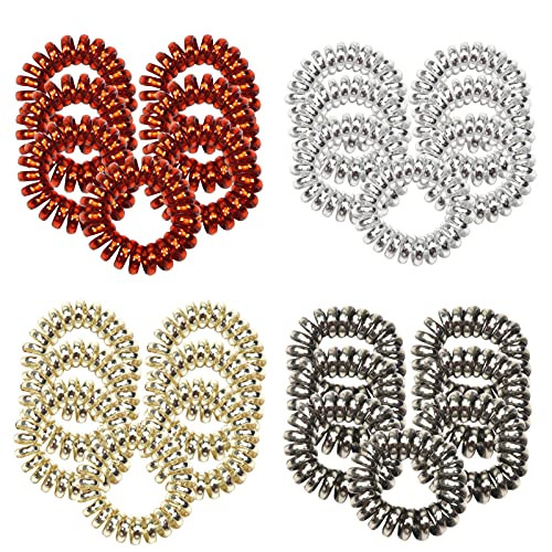 TUUXI 28pcs Spiral Hair Ties 1.5 Inch Colorful Phone Cord Hair Ties No Crease Elastics Hair Coils Waterproof Traceless Coil Hair Ties Ponytail Holder Hair Bands for Women Girls