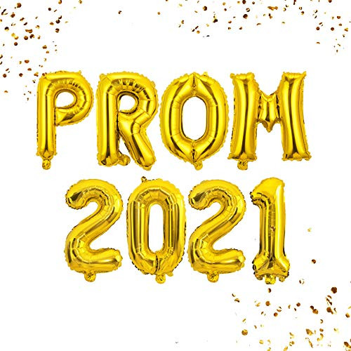 PROM 2021 Balloons Banner 16 inch letter Balloons Foil Mylar Balloons Set for Graduation Party Decorations SuppliesGraduate BalloonsRetirement Congrats Grad Party Supplies -GOLD2021- -prom2021gold-