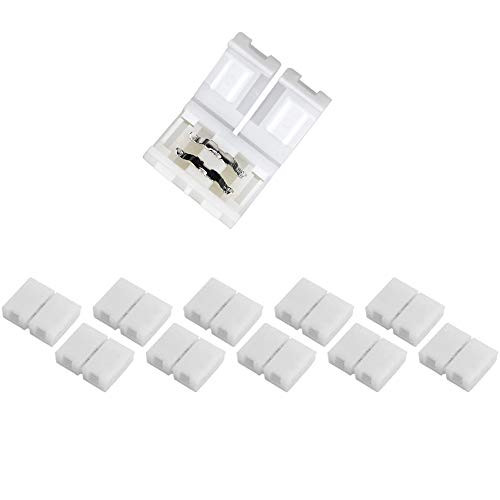QIJIE 10pcs Pack Strip to Strip Unwired Gapless Solderless Snap Down 2Pin Conductor LED Strip Connector for 10mm Wide 3528 2835 Single Color Flex LED Strips