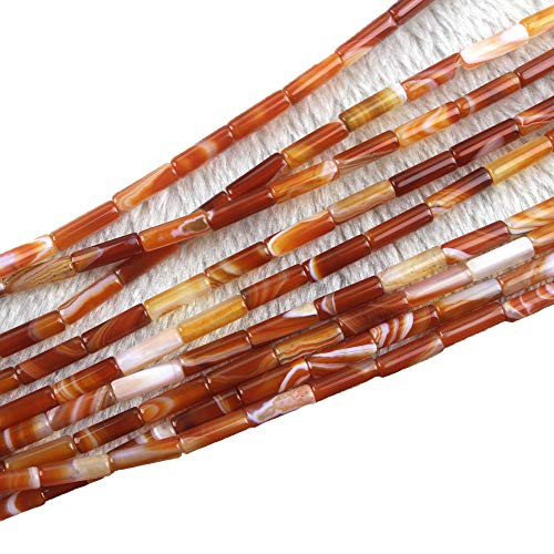 Red Banded Agate Tube Cylinder 4x13mm Natural Stone Semi Precious Gemstone Beads for Jewelry Making 15 inches-28-30pcs-Strand-