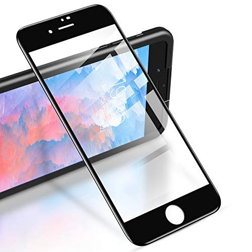 RIWNNI Screen Protector Compatible with iPhone 7-8-SE 2020 -2 Pack- HD Clear Full Coverage Tempered Glass Screen Protector Film for iPhone 7-8-SE 2020 4.7-Inch -Easy Installation Frame- - Black