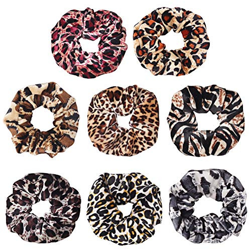 8 Pack Leopard Big Scrunchies Scrunchies for Hair Velvet Hair Scrunchies Elastics Hair Bands Ropes Soft Hair Bands Hair Ties for Women or Girls Ponytail Holder