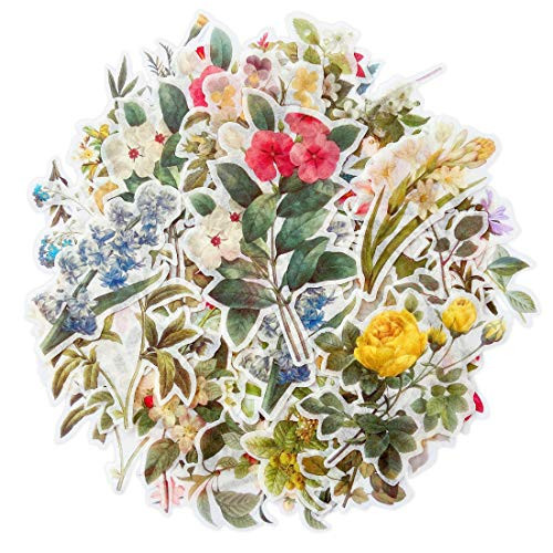 Floral Washi Planner Sticker Decorative Adhesive Sticker Craft Scrapbooking Sticker Set for Diary Album Notebook Bullet Journal 60 PCS -Flower-