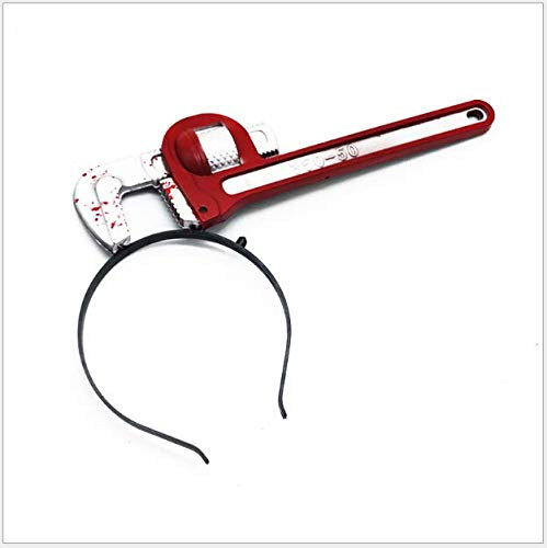 Cu plus Halloween cosplay dress up tricky props wearing head knife scary bloody decoration haunted house Props -Red Wrench-