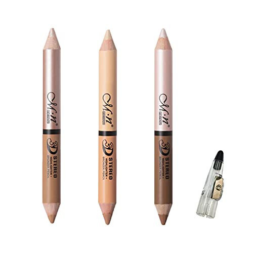 MEICOLY 6 Colors Highlight Stick Double-Headed Facial 3D Contour Bronzer Concealer Highlighter Face Shimmer Cream Pen with Pencil Sharpener 4pcs Set