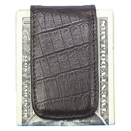 Vodux Genuine Leather Classic Magnetic Money Clip Brown