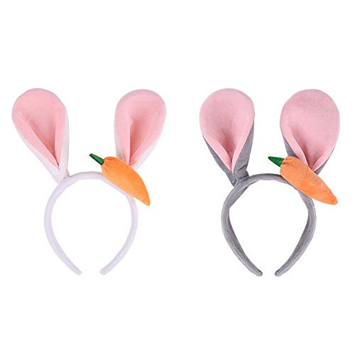 Easter Bunny Ears Plush Headbands with a carrot Cute Rabbit Ears Costume Funny Party Favors headband Easter Decorations-2 PCS-