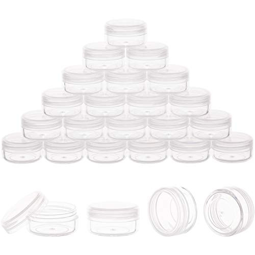 Tiny Cosmetic Containers 3 Gram 50Pcs Sample Containers with Lids BPA Free Clear Sample Jars for Makeup Lotion Eye Shadow Powder and Lip Balm