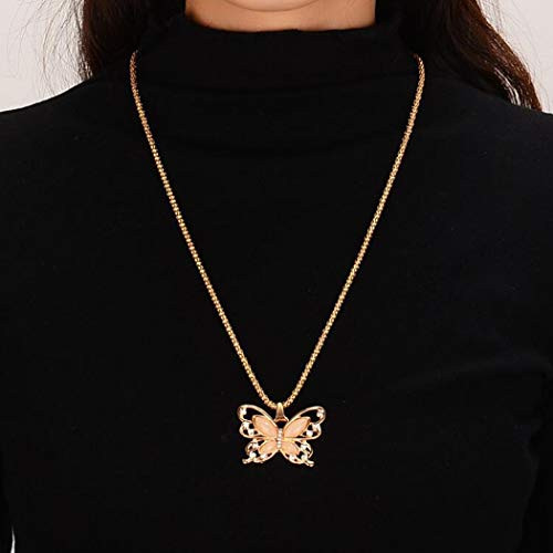 Sttiafay Gothic Opal Hollow Butterfly Lariat Necklace Long Chain Pearl Pendant Necklace Chain Jewelry for Women Sttiafay Gothic Opal Hollow Butterfly Lariat Necklace Long Chain Pearl Pendant Necklace Chain Jewelry for Women