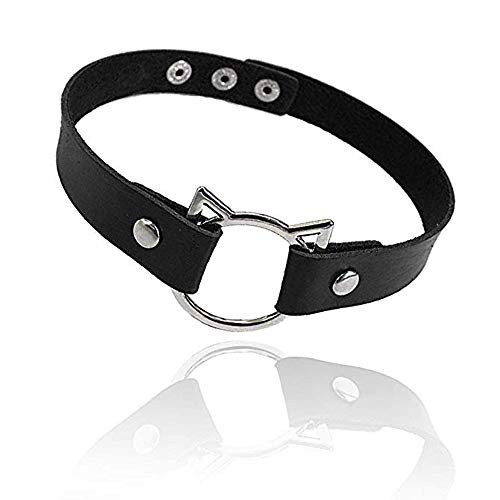 MJartoria Gothic Jewelry-Goth PU Leather Choker Necklace for Women-O-Ring Heart Punk Rock Adjustable Black Collar Choker Necklaces -1Pcs-black-cat- MJartoria Gothic Jewelry-Goth PU Leather Choker Necklace for Women-O-Ring Heart Punk Rock Adjustable Black Collar Choker Necklaces -1Pcs-black-cat-