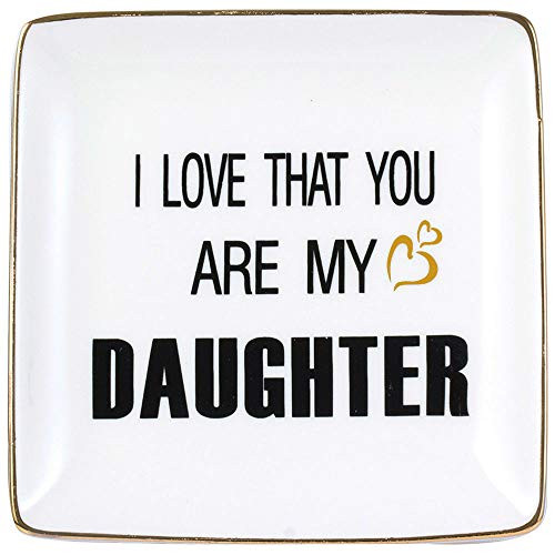 ALIPOBO Ceramic Jewelry Dish Gifts for Daughter From Mom Ring Trinket Dish - I Love That You Are My Daughter