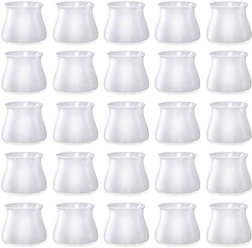32Pcs Chair Leg Caps Furniture Silicon Protection Cover - Silicone Chair Legs Floor Protectors Caps with Felt Pads Anti-Slip Table Feet Chair Floor Pads for Round or Square -White-