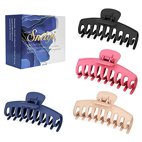 Sndyi Big Hair Claw Clips 4.3 Inch Nonslip Large Claw Clips for Thick Hair Strong Hold Banana Hair Clips for Thin Hair Matte Jaw Claw Hair Clips for Women and Girls Hair 4 Color Available -4PCS- Sndyi Big Hair Claw Clips 4.3 Inch Nonslip Large Claw Clips for Thick Hair Strong Hold Banana Hair Clips for Thin Hair Matte Jaw Claw Hair Clips for Women and Girls Hair 4 Color Available -4PCS-