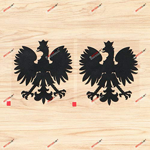 Polish Eagle Polska Poland Decal Sticker Vinyl Coat of Arms Herb Polski - 2 Pack Black 6 Inches - for Car Boat Laptop 02031