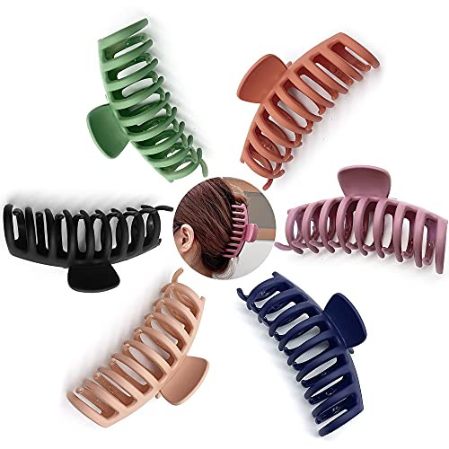 ALINICE Big Hair Claw Clips 4.3 Inch Nonslip Large Claw Clip for Women and Girls Thin Hair Strong Hold Hair Clips for Thick Hair 6 Color Available -6 PCS- ALINICE Big Hair Claw Clips 4.3 Inch Nonslip Large Claw Clip for Women and Girls Thin Hair Strong Hold Hair Clips for Thick Hair 6 Color Available -6 PCS-