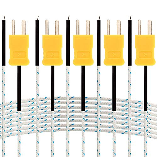 STARVAST 5 Pcs 3m / 9.8ft K-Type Thermocouple Sensor Probes, Temperature Sensor Probe Measure Range -50-400°C (-58-752°F)