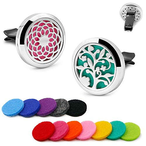 2PCS 30mm Car Aromatherapy Essential Oil Diffuser Stainless Steel Locket Air Freshener with Vent Clip 12 Felt Pads 2PCS 30mm Car Aromatherapy Essential Oil Diffuser Stainless Steel Locket Air Freshener with Vent Clip 12 Felt Pads
